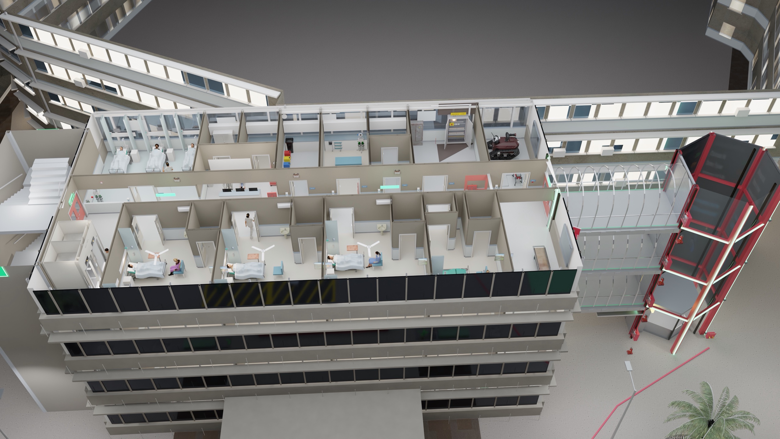 Digital twin of a hospital floor with ASCEND tower